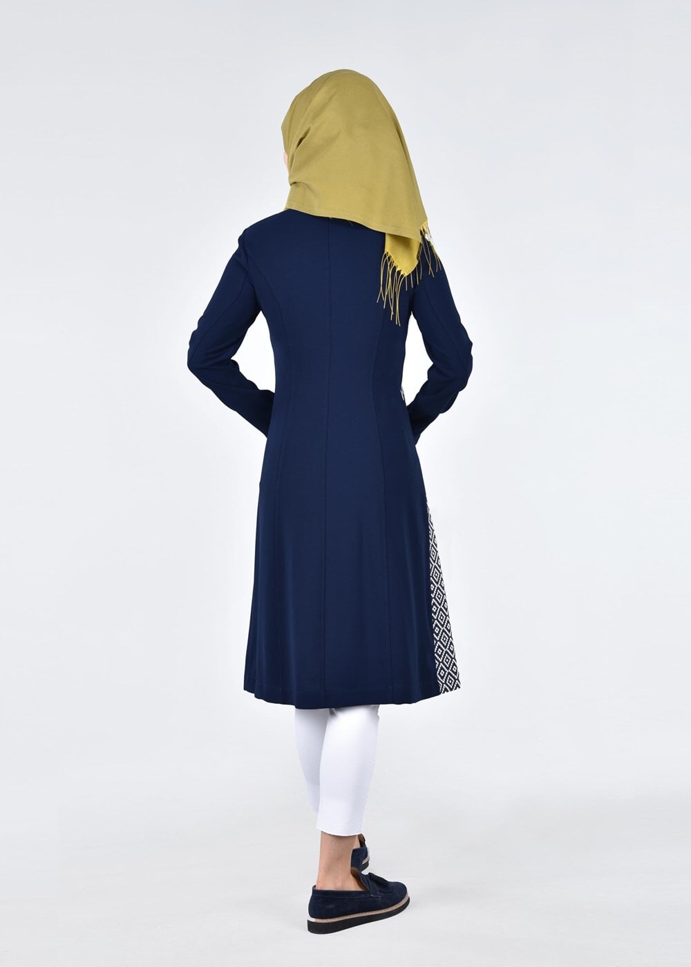 Tesettür giyim LACİVERT T 1732 Picasso Tesettür Trench-Alv Fashion