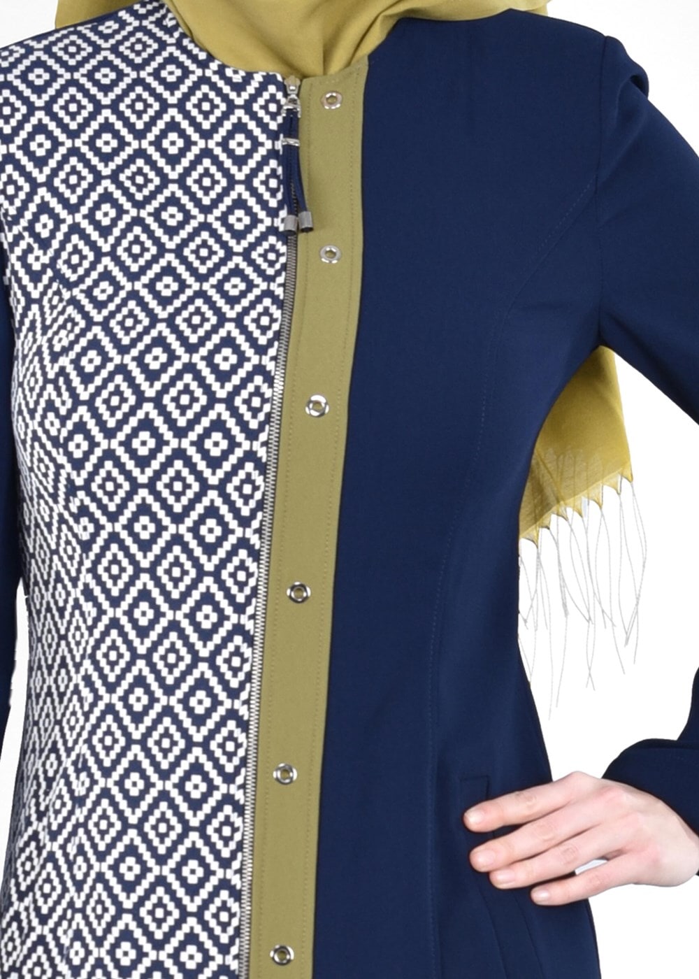 Tesettür giyim LACİVERT T 1732 Picasso Tesettür Trench-Alv Fashion