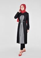 Tesettür giyim SİYAH T 1733 Sarah Tesettür Trench-Alv Fashion