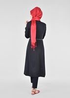 Tesettür giyim SİYAH T 1733 Sarah Tesettür Trench-Alv Fashion