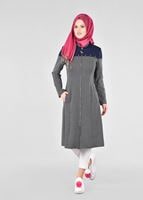 Vêtements hijab BLEU MARINE T 1734 Forever Tesettür Trench-Alv Fashion