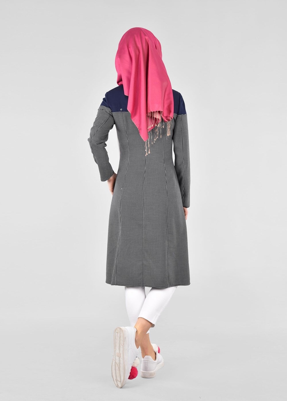 Vêtements hijab BLEU MARINE T 1734 Forever Tesettür Trench-Alv Fashion