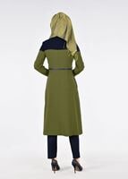 Tesettür giyim YEŞİL T 1735 Picasso Tesettür Trench-Alv Fashion
