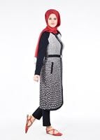 Tesettür giyim SİYAH T 1741 Meriva Tesettür Trench-Alv Fashion