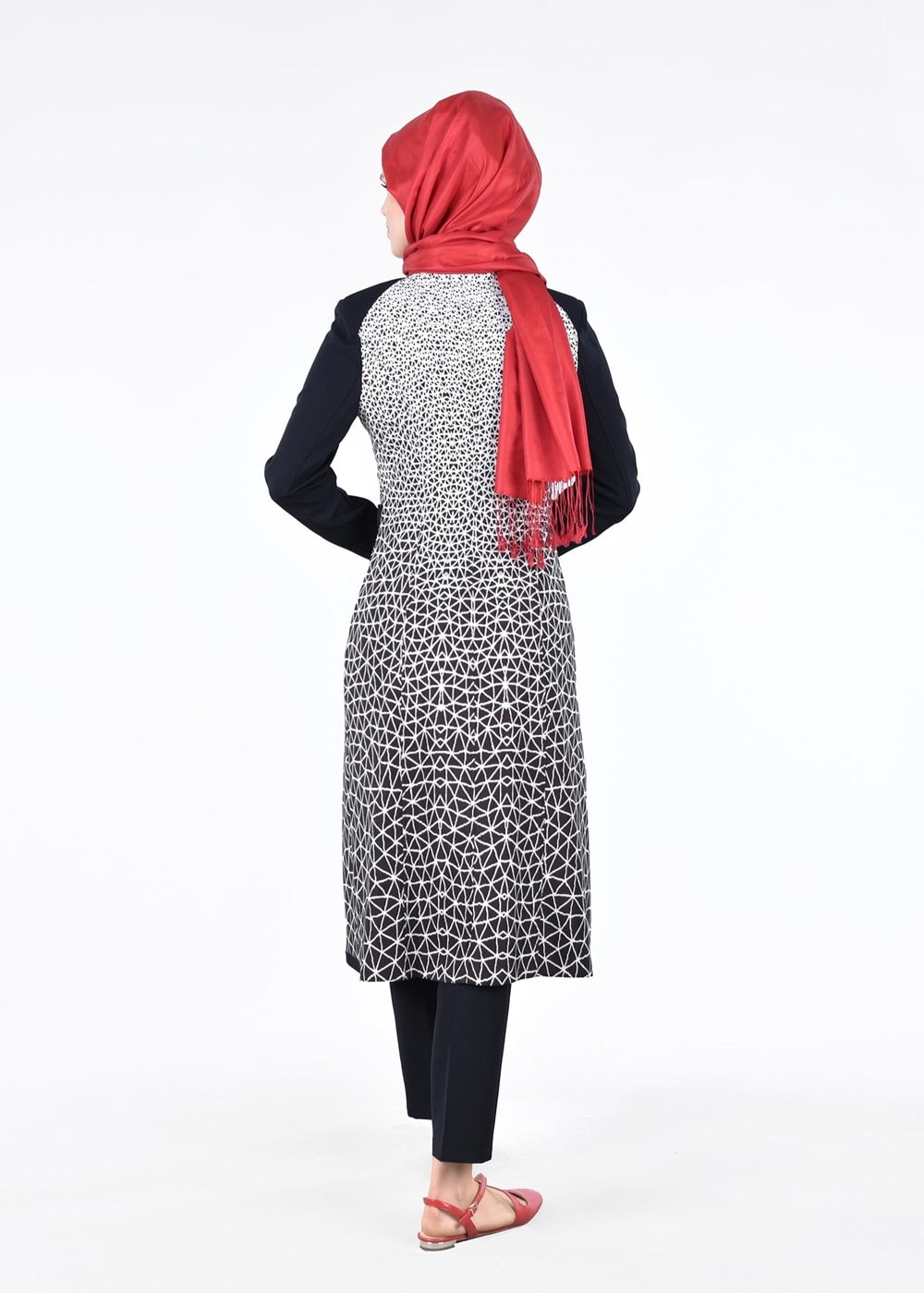 Tesettür giyim SİYAH T 1741 Meriva Tesettür Trench-Alv Fashion