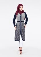 Tesettür giyim LACİVERT T 1741 Meriva Tesettür Trench-Alv Fashion
