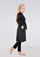 Tesettür giyim SİYAH T 1771 Beril Tesettür Trench-Alv Fashion