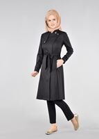 Tesettür giyim SİYAH T 1771 Beril Tesettür Trench-Alv Fashion