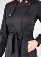 Tesettür giyim SİYAH T 1771 Beril Tesettür Trench-Alv Fashion