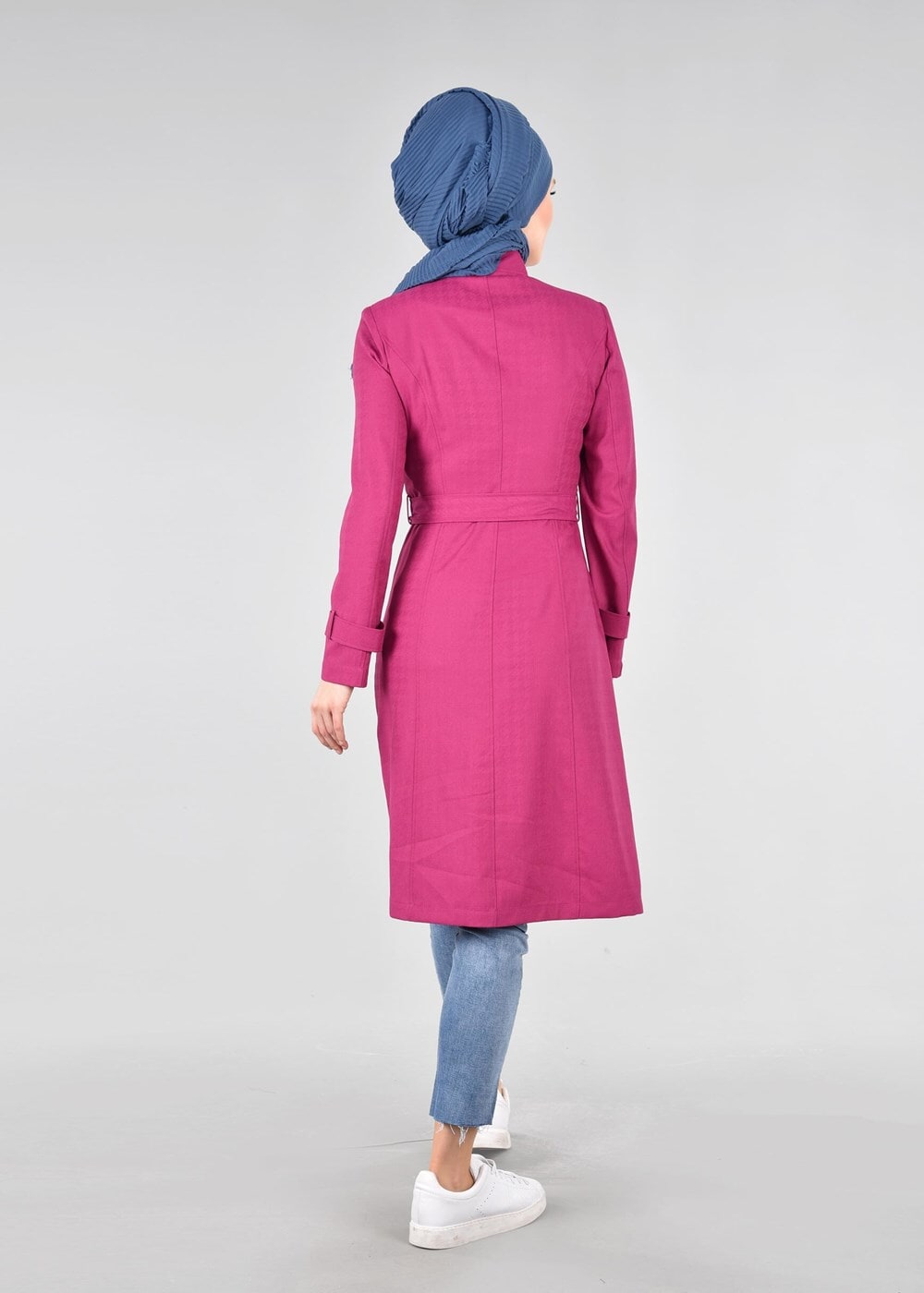Tesettür giyim FUŞYA T 1771 Beril Tesettür Trench-Alv Fashion