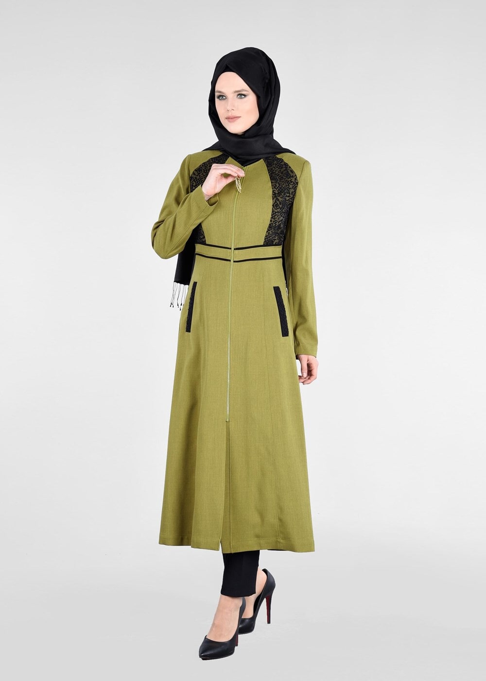 Vêtements hijab VERT T 1772 Marmaris Tesettür Trech-Alv Fashion