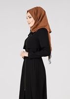 Tesettür giyim SİYAH T 1785 Yoga Tesettür Trench-Alvina