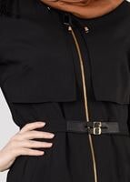 Tesettür giyim SİYAH T 1785 Yoga Tesettür Trench-Alvina