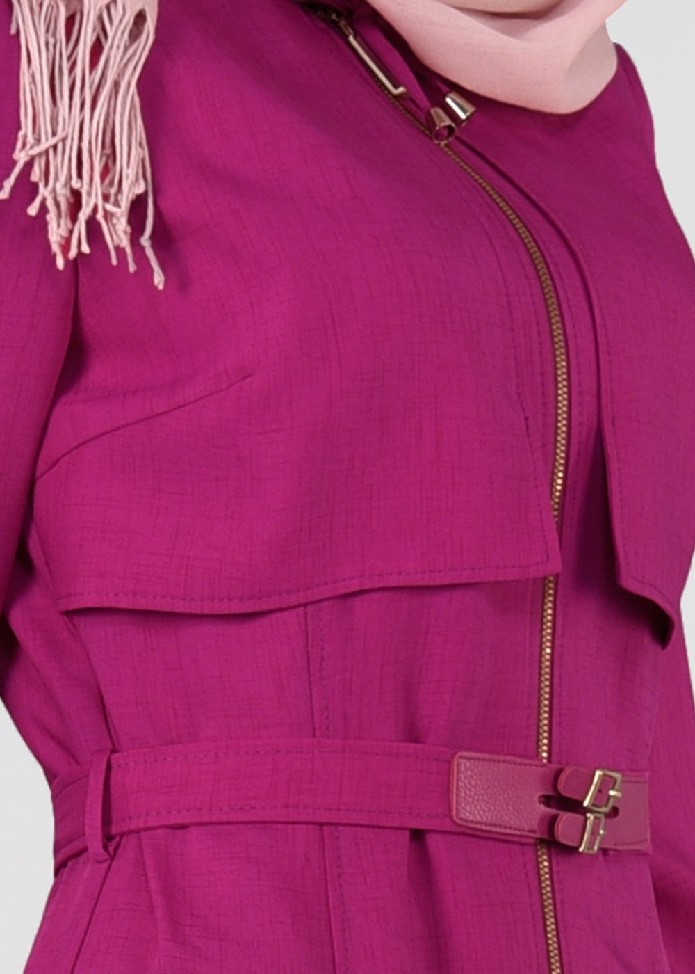 Tesettür giyim FUŞYA T 1785 Yoga Tesettür Trench-Alvina