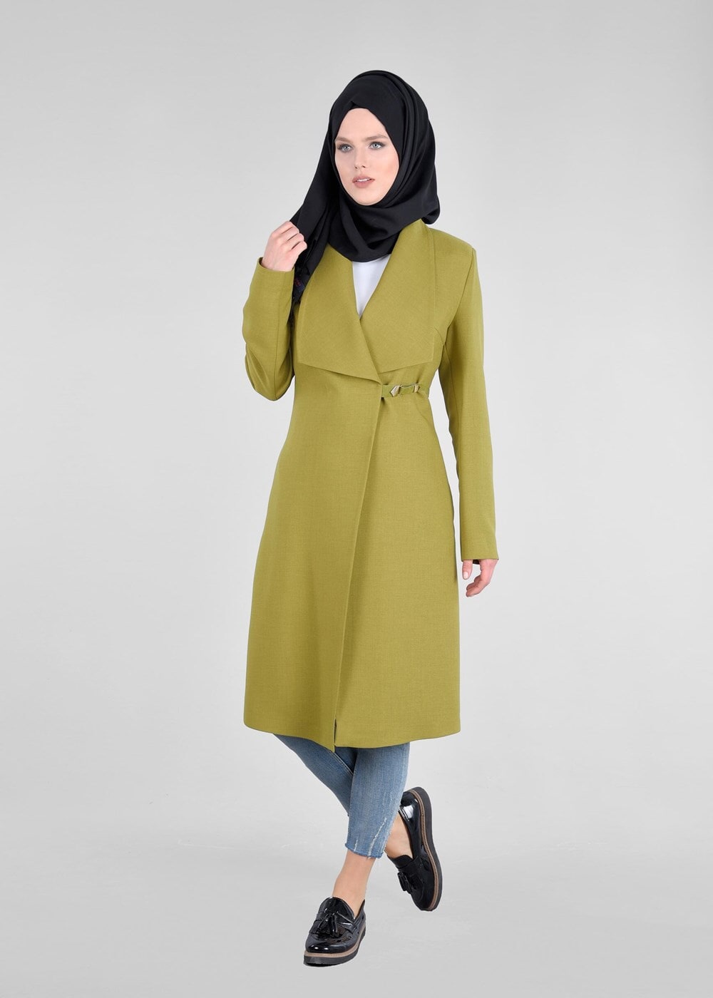 Tesettür giyim YEŞİL T 1792 Violet Trench -Alv Fashion