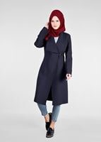 Tesettür giyim LACİVERT T 1792 Violet Trench -Alv Fashion