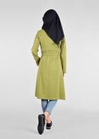 Tesettür giyim YEŞİL T 1803 Stil Tesettür Trench-Alv Fashion