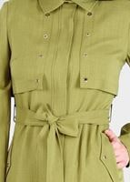 Tesettür giyim YEŞİL T 1803 Stil Tesettür Trench-Alv Fashion