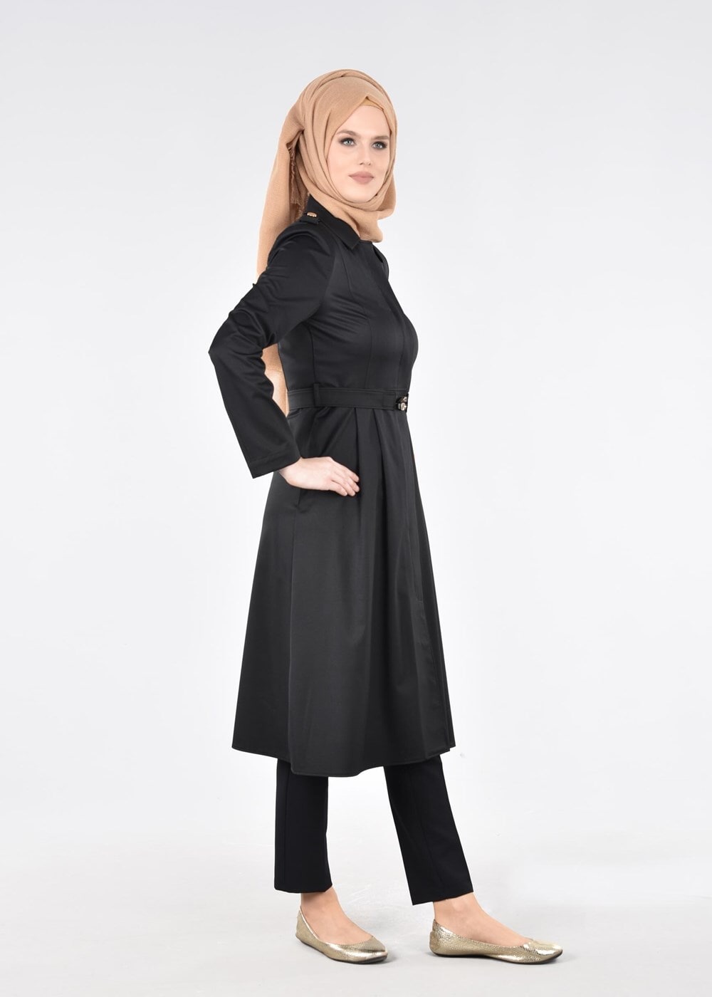 Tesettür giyim SİYAH T 1805 Yaren 43717 Trench-Alv Fashion