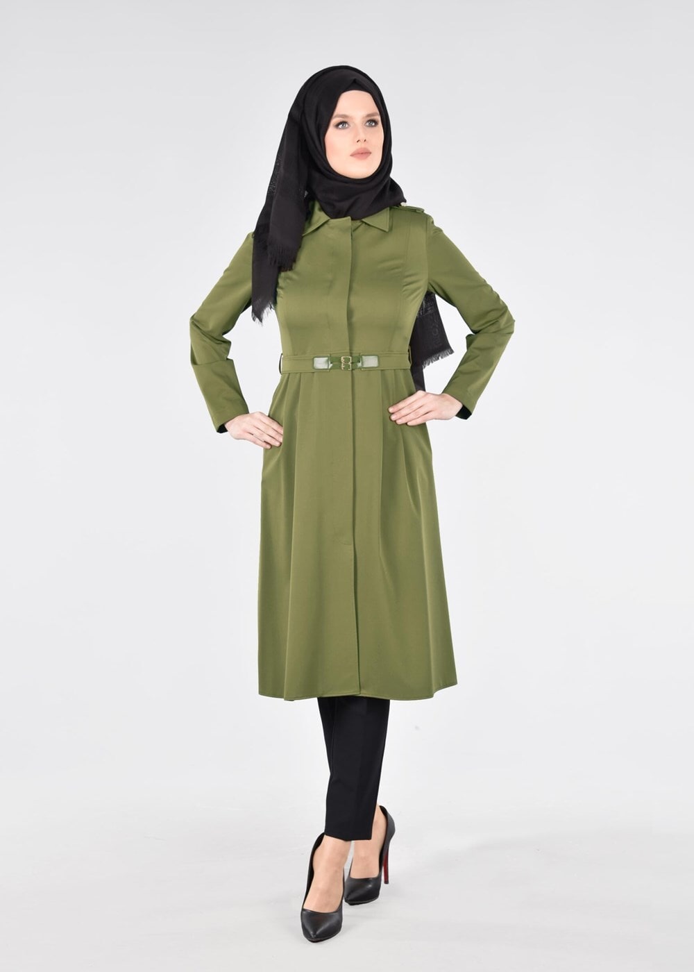 Tesettür giyim YEŞİL T 1805 Yaren 43717 Trench-Alv Fashion