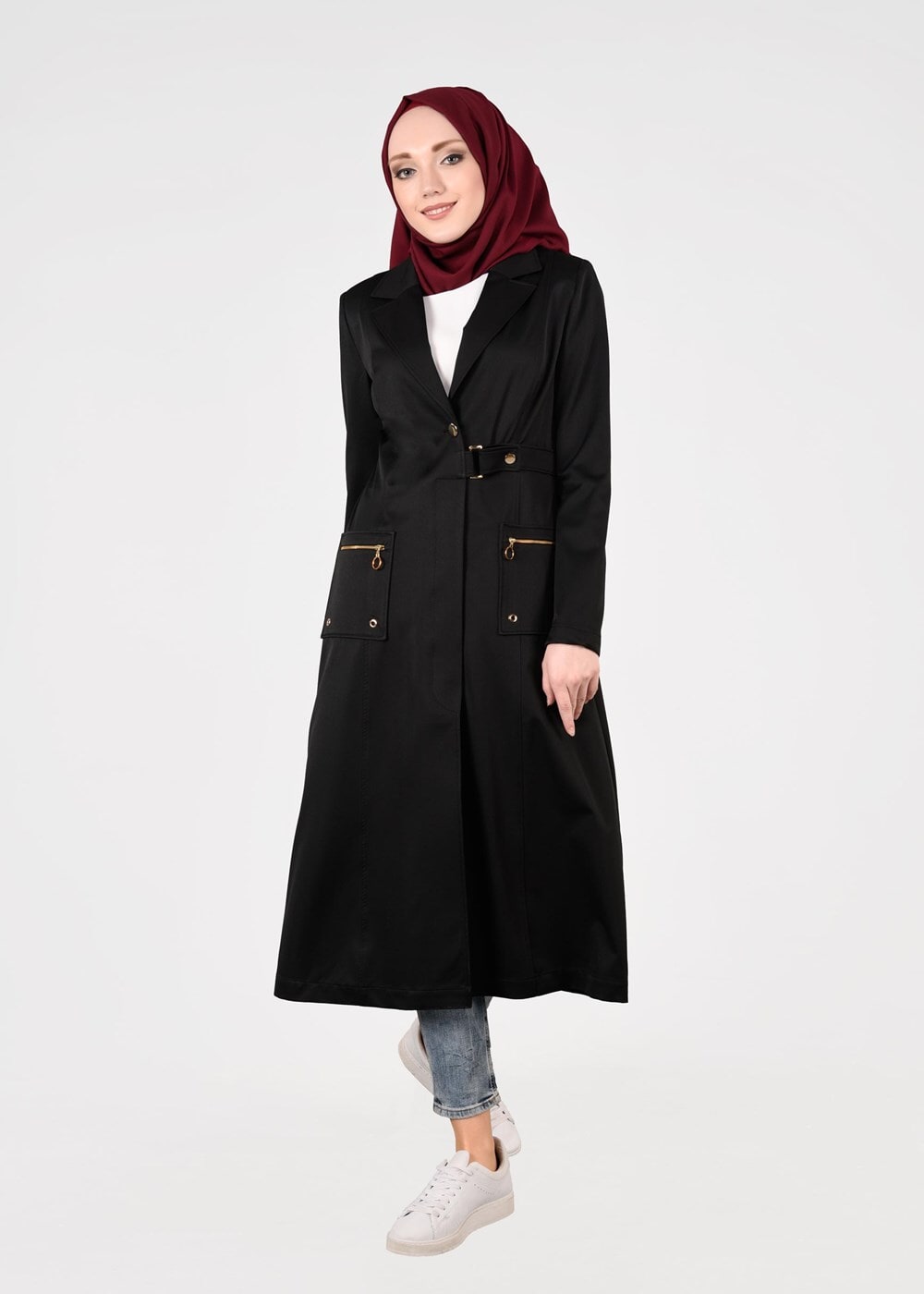 Tesettür giyim SİYAH T 1807 Yaren Tesettür 43717 Trench-Alv Fashion