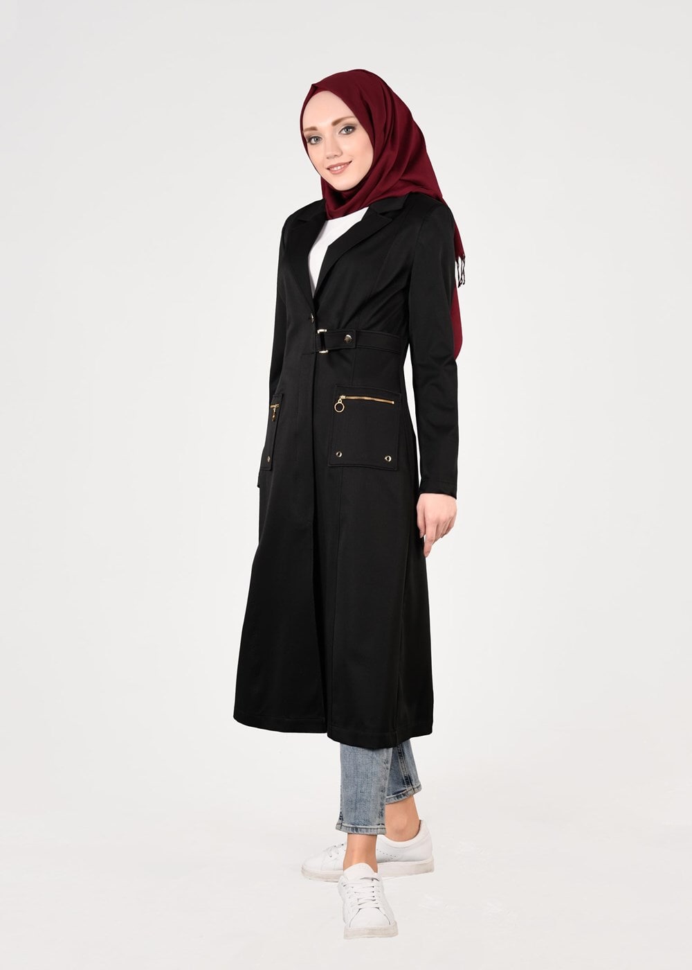 Tesettür giyim SİYAH T 1807 Yaren Tesettür 43717 Trench-Alv Fashion