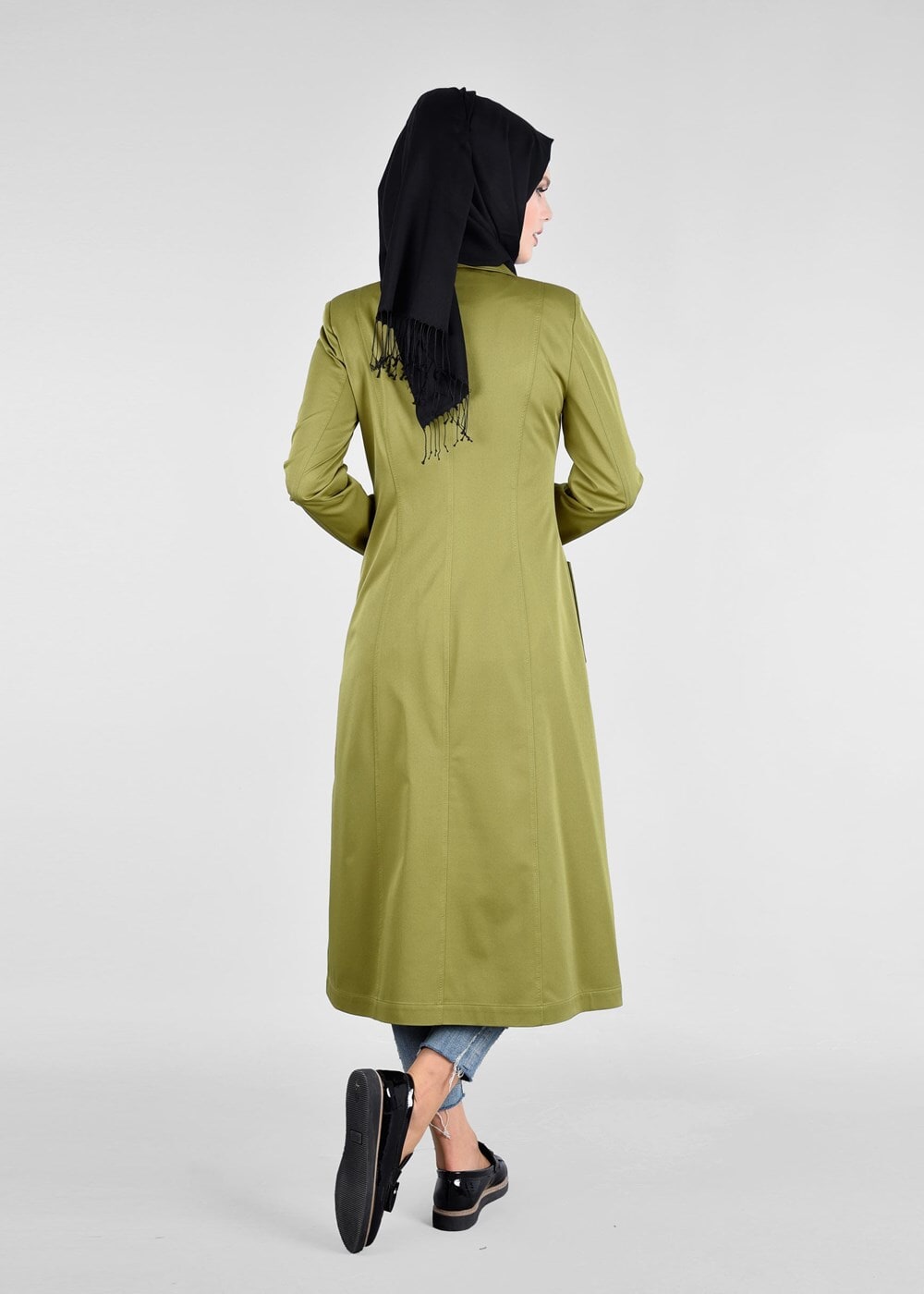 Tesettür giyim YEŞİL T 1807 Yaren Tesettür 43717 Trench-Alv Fashion