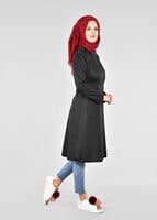 Tesettür giyim SİYAH T 1810 Yaren Tesettür Trench-Alv Fashion