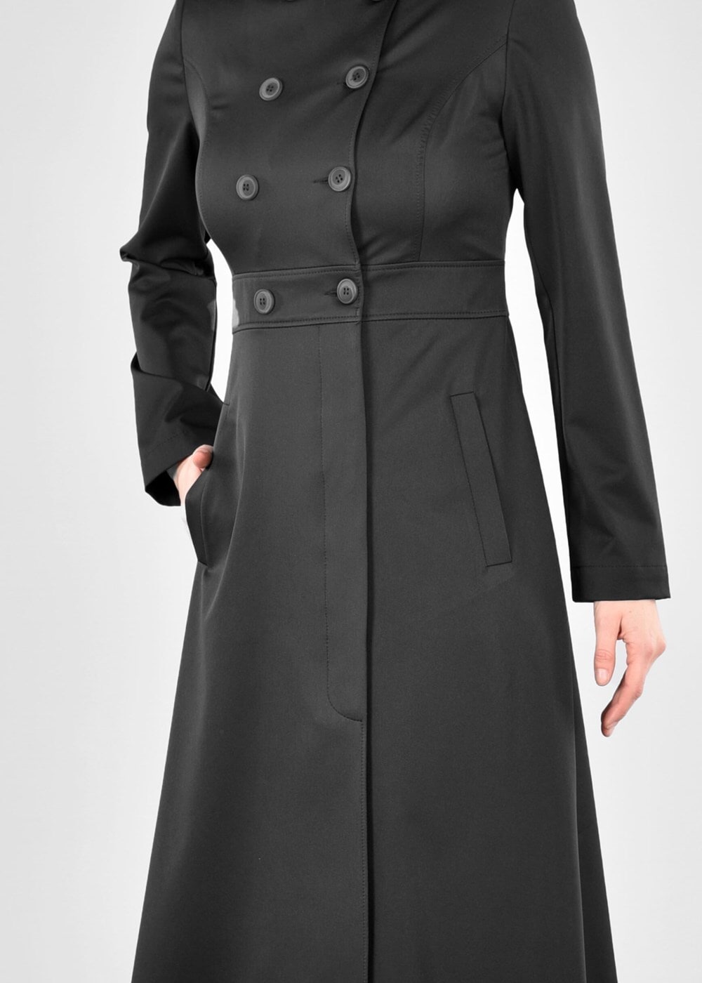 Tesettür giyim SİYAH T 1810 Yaren Tesettür Trench-Alv Fashion