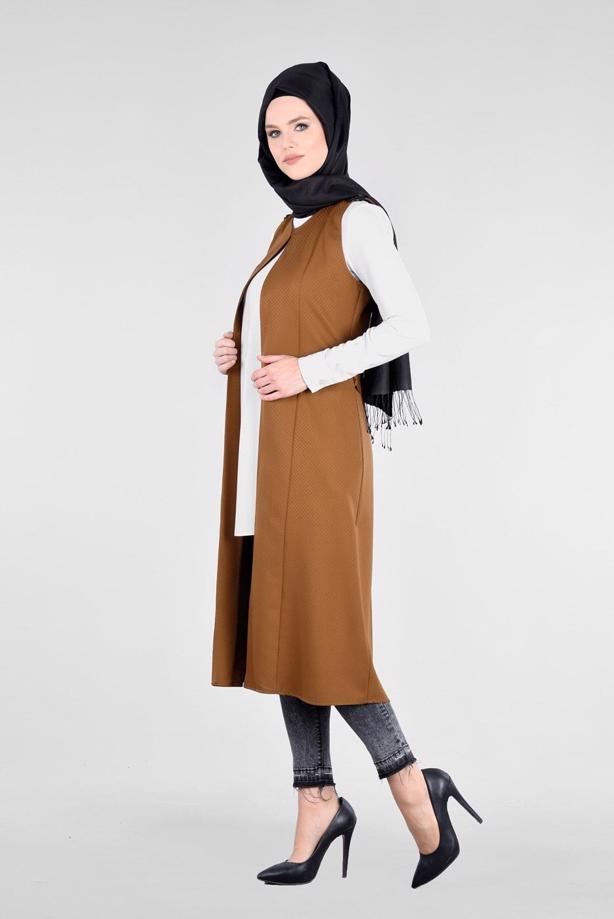 Vêtements hijab  T 029 Miss Puan-Boncuk İşlemeli Yelek - TRENDTESETTÜR