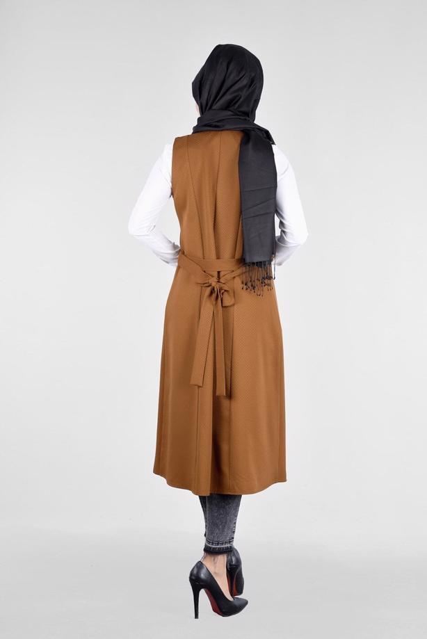 Vêtements hijab  T 029 Miss Puan-Boncuk İşlemeli Yelek - TRENDTESETTÜR