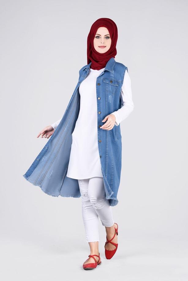 Vêtements hijab  T 1965 Yılmazlar- Nakış Detaylı Yelek - TRENDTESETTÜR