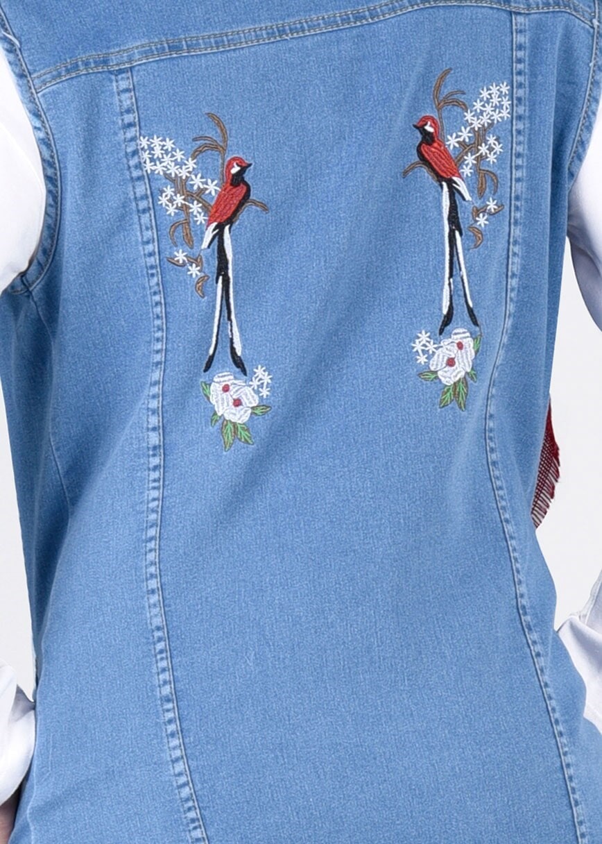 Hijab clothing NAVY BLUE T 1965 Yılmazlar- Nakış Detaylı Yelek