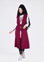 Tesettür giyim BORDO T 4315 Asmiray-2&prime;li Yelekli Takım