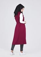 Tesettür giyim BORDO T 4315 Asmiray-2&prime;li Yelekli Takım