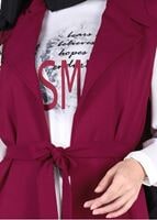 Tesettür giyim BORDO T 4315 Asmiray-2&prime;li Yelekli Takım