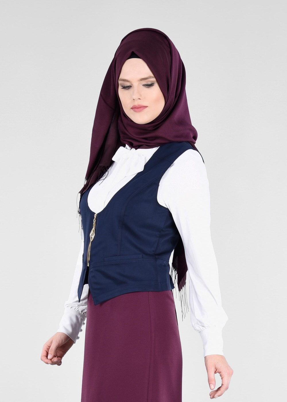 Tesettür giyim LACİVERT T 4376 Life Tesettür Yelek-Alv Fashion