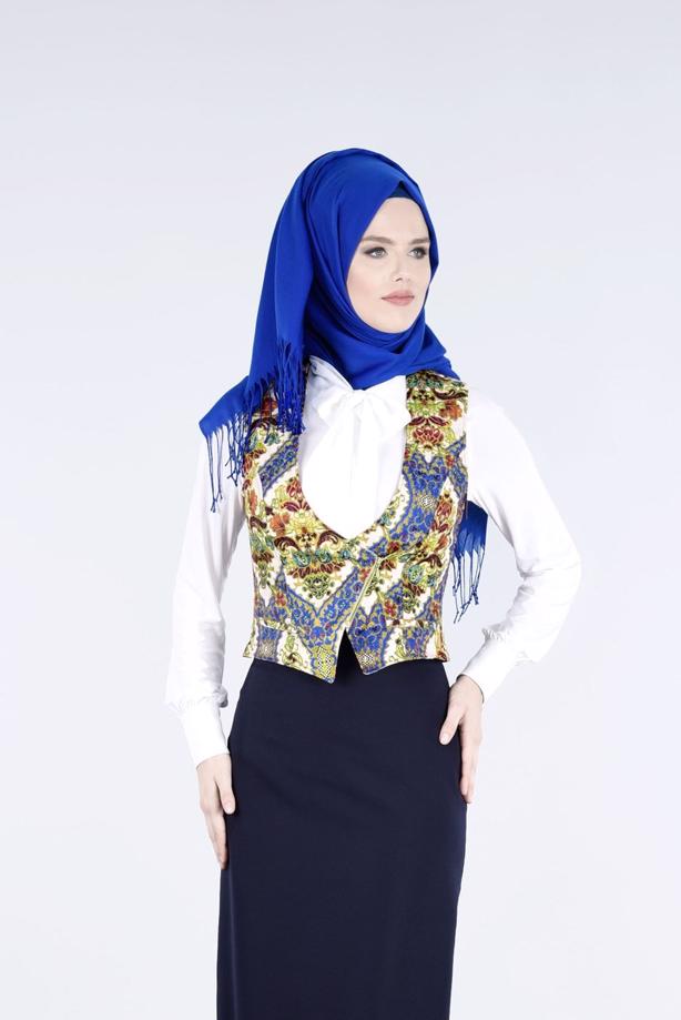 Tesettür giyim LACİVERT T 4542 Almina Yelek-Alv Fashion - TRENDTESETTÜR