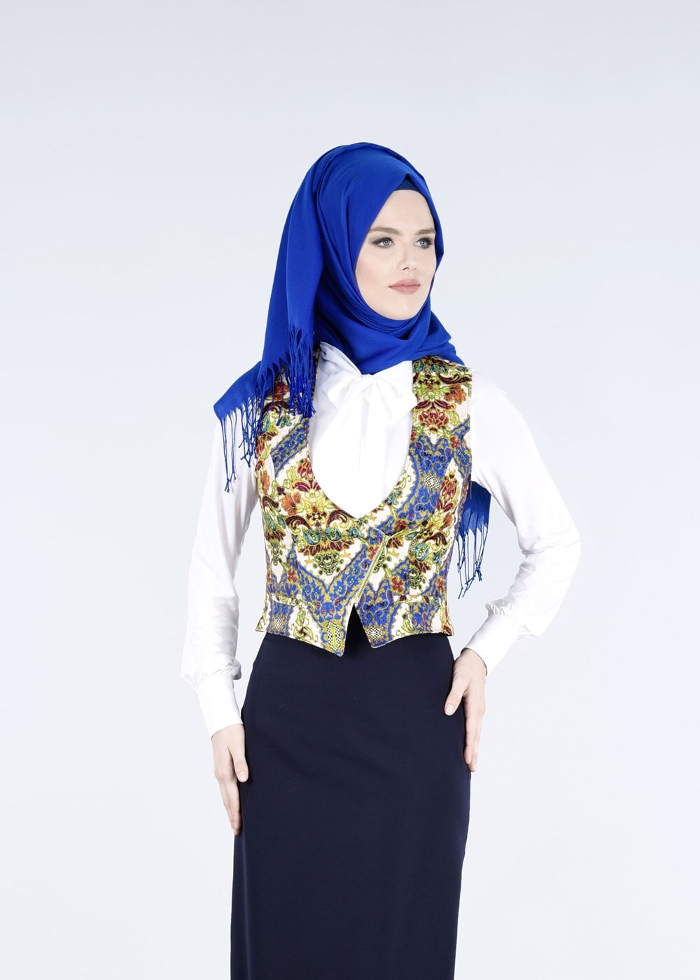 Vêtements hijab BLEU MARINE T 4542 Almina Yelek-Alv Fashion