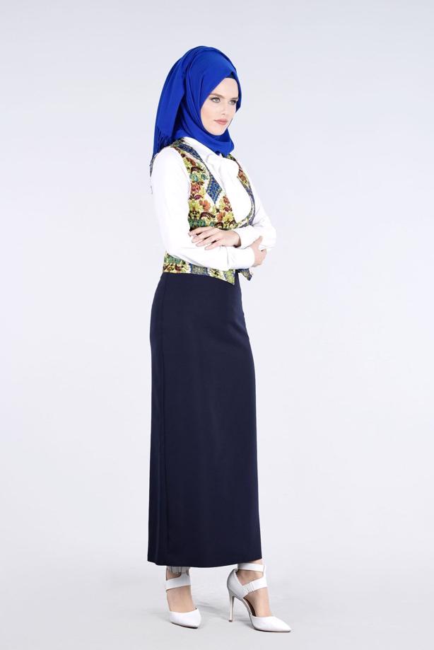 Tesettür giyim LACİVERT T 4542 Almina Yelek-Alv Fashion - TRENDTESETTÜR