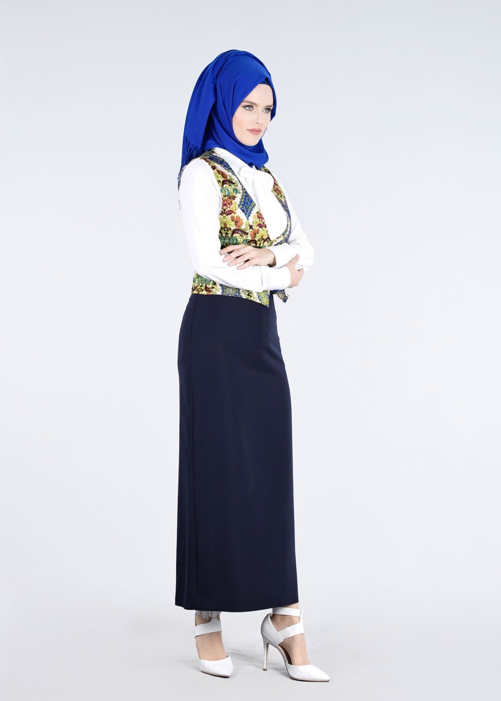 Vêtements hijab BLEU MARINE T 4542 Almina Yelek-Alv Fashion