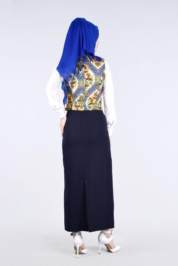 Vêtements hijab BLEU MARINE T 4542 Almina Yelek-Alv Fashion - TRENDTESETTÜR