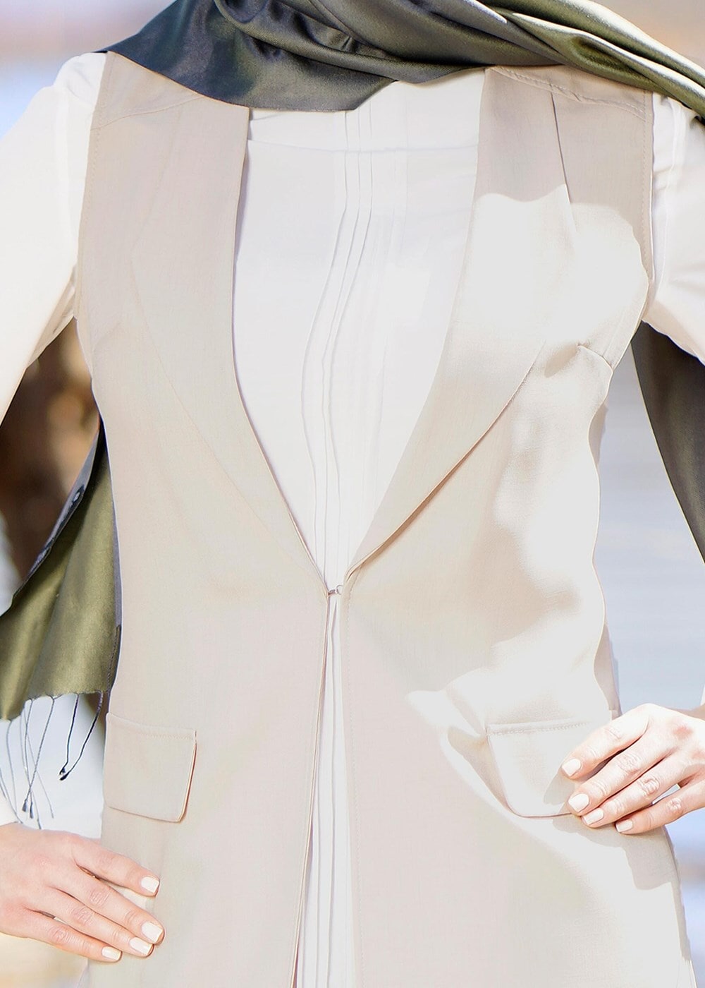 Tesettür giyim BEJ T 4549 Yoga Tesettür Yelek-Alv Fashion