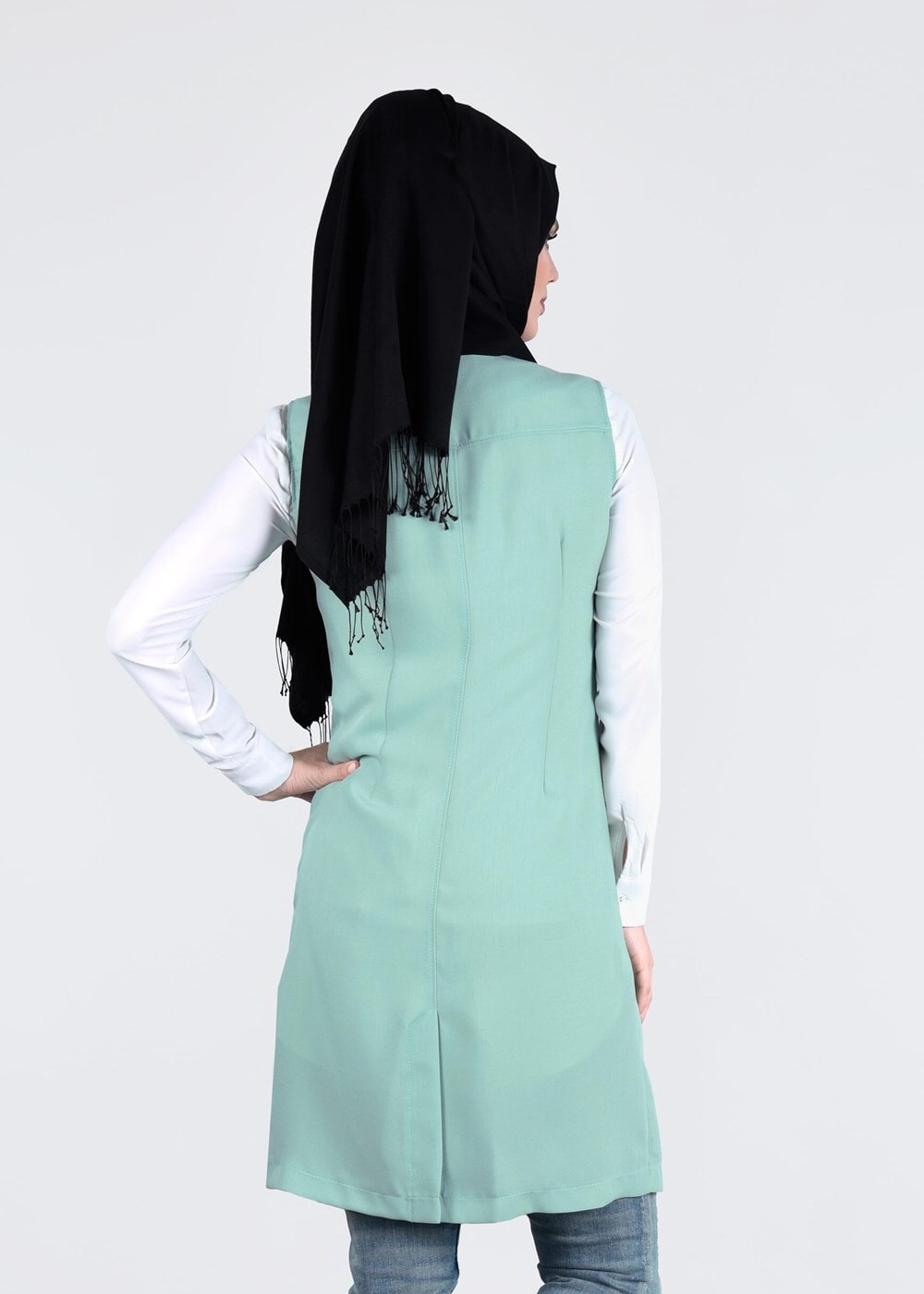Tesettür giyim YEŞİL T 4549 Yoga Tesettür Yelek-Alv Fashion