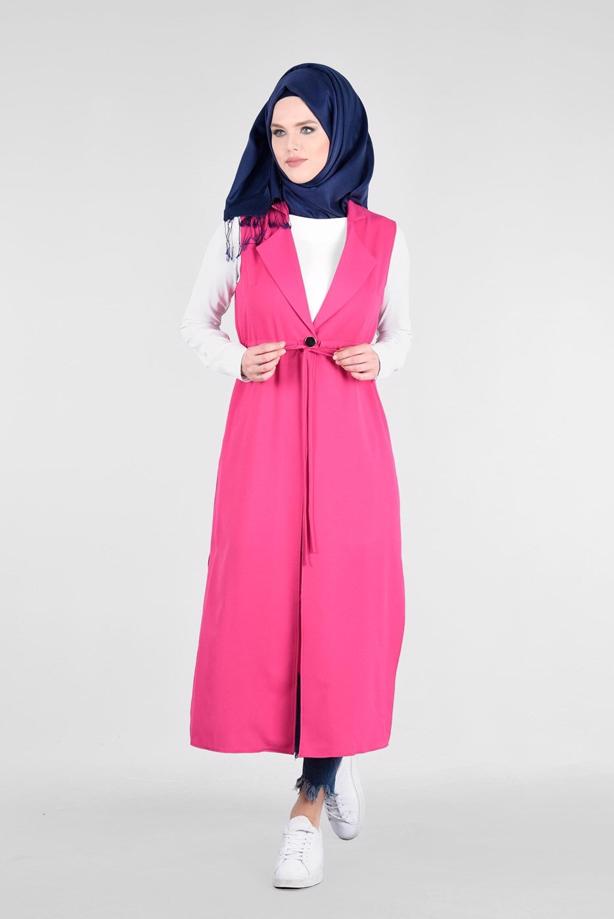 Tesettür giyim FUŞYA T 4595 Nora Tesettür Yelek-Alv Fashion - TRENDTESETTÜR