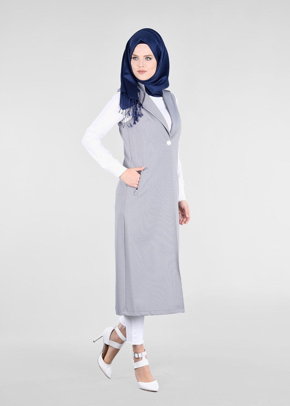 Tesettür giyim LACİVERT T 4597 Berta Tesettür Yelek-Alv Fashion