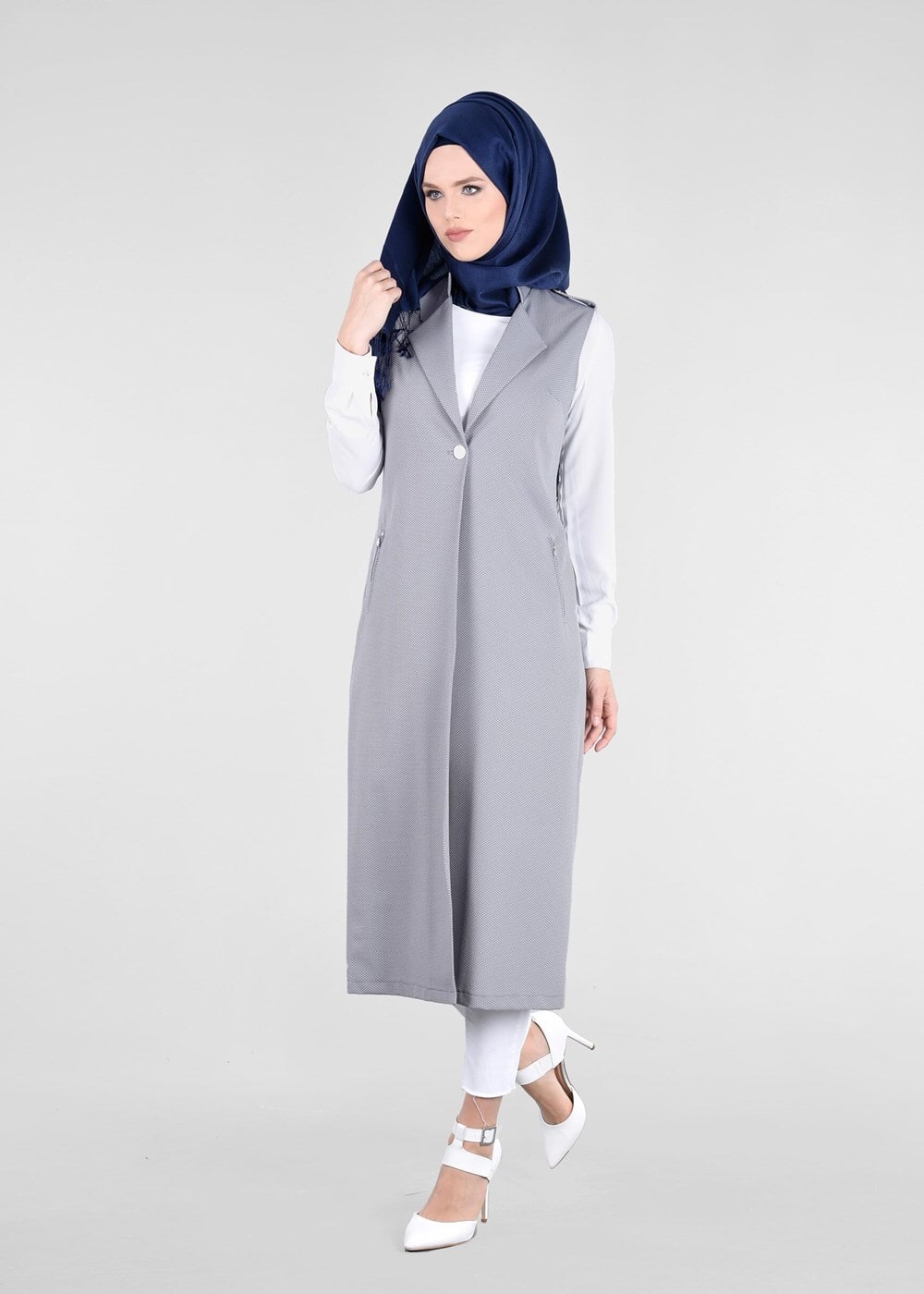 Tesettür giyim LACİVERT T 4597 Berta Tesettür Yelek-Alv Fashion