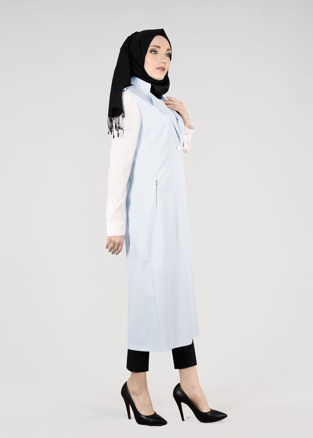 Tesettür giyim MAVİ T 4597 Berta Tesettür Yelek-Alv Fashion