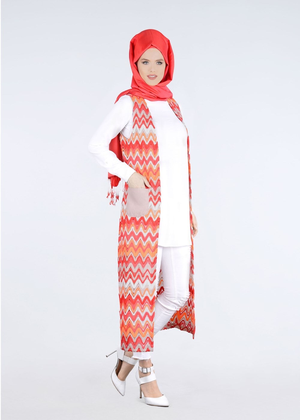 Tesettür giyim PEMBE T 4618 Chiara Yelek-Alv Fashion