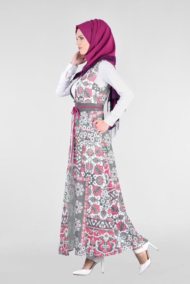 Tesettür giyim FUŞYA T 4622 Burble Crep Tesettür 7934 Yelek-Alv Fashion - TRENDTESETTÜR